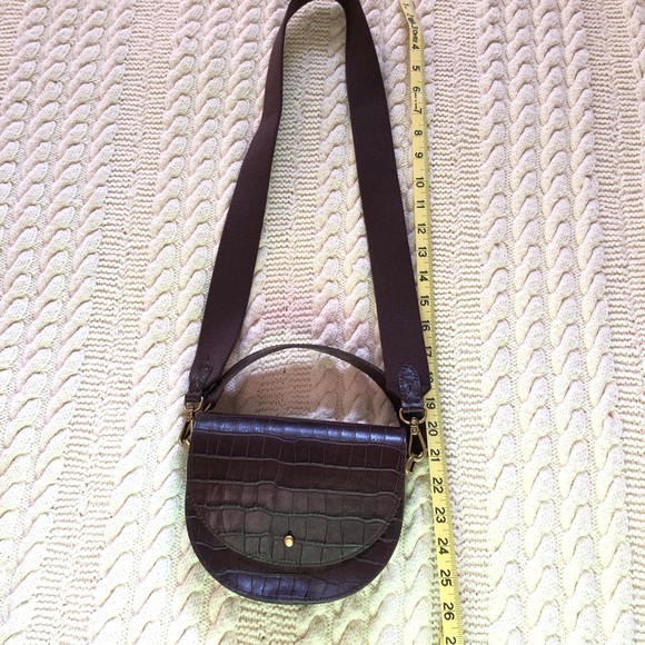 Madewell Brown Leather Crocodile Embossed Mini Handbag NWT Crossbody - Picture 7 of 15